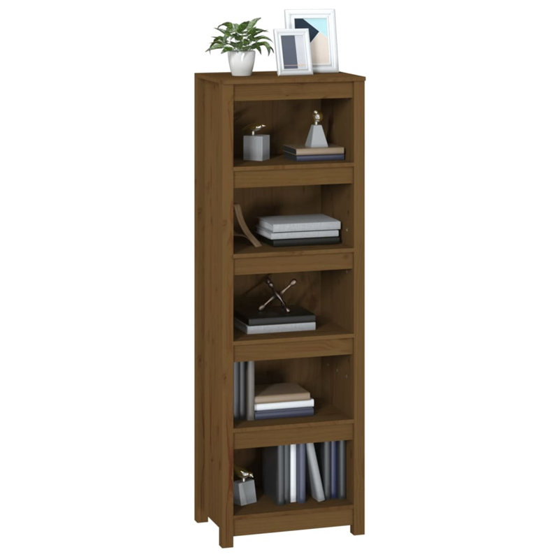Shinn 154cm H Solid Wood Standard Bookcase, Brown, 154cm H x 50cm W x 35cm D