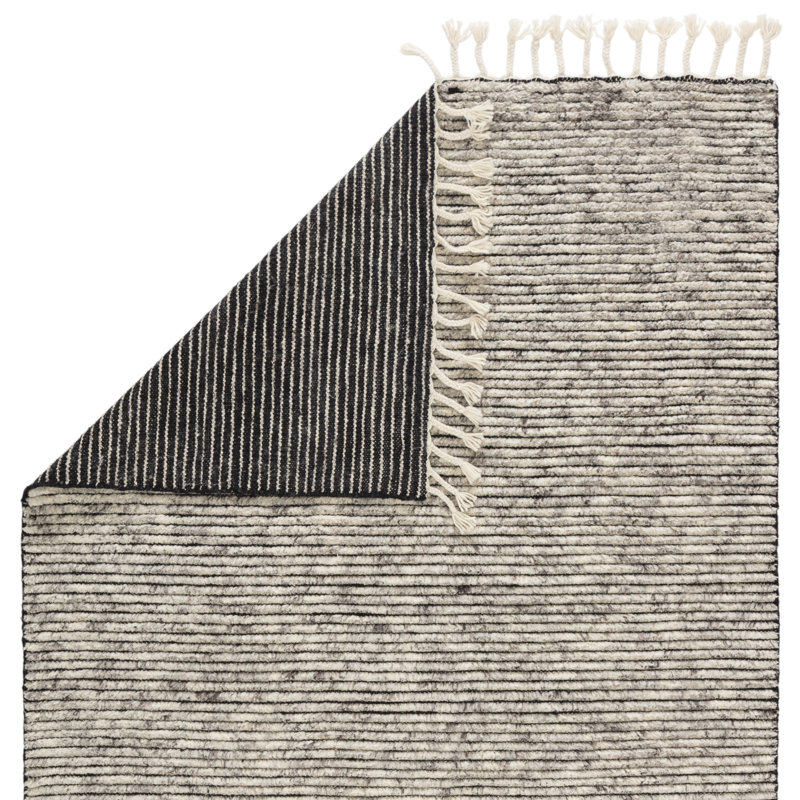 Hereford Hand Knotted Wool Striped Area Rug in Gray