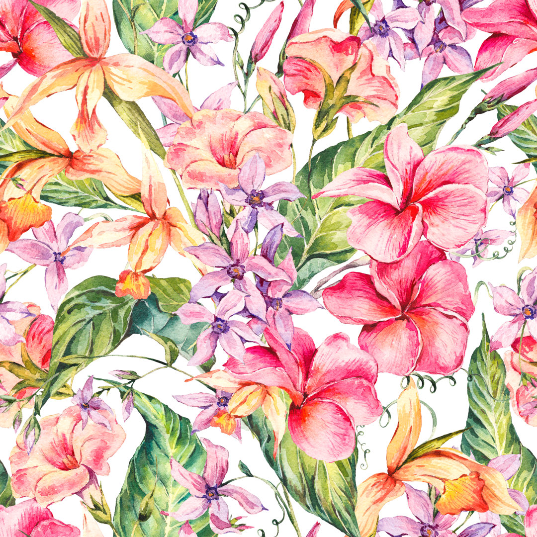 Wyanet Watercolor Floral Pattern von Varvara Kurakina - Grafik auf Leinwand