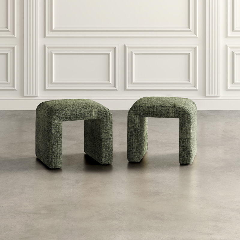 Kennedy 21" W Upholstered Rectangular Ottoman, Gwen Forest Microsuede