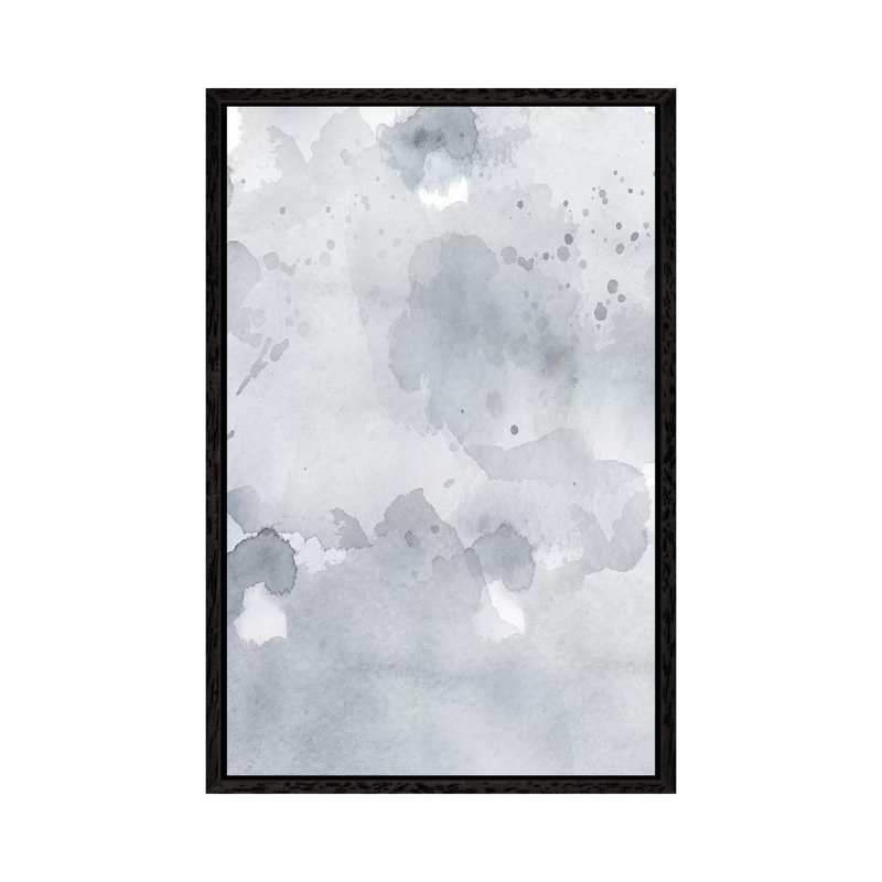Grey Blue Abstract by Leah Straatsma - Painting on Canvas, 101.6cm H x 66.04cm W x 3.81cm D, Black Floater Framed