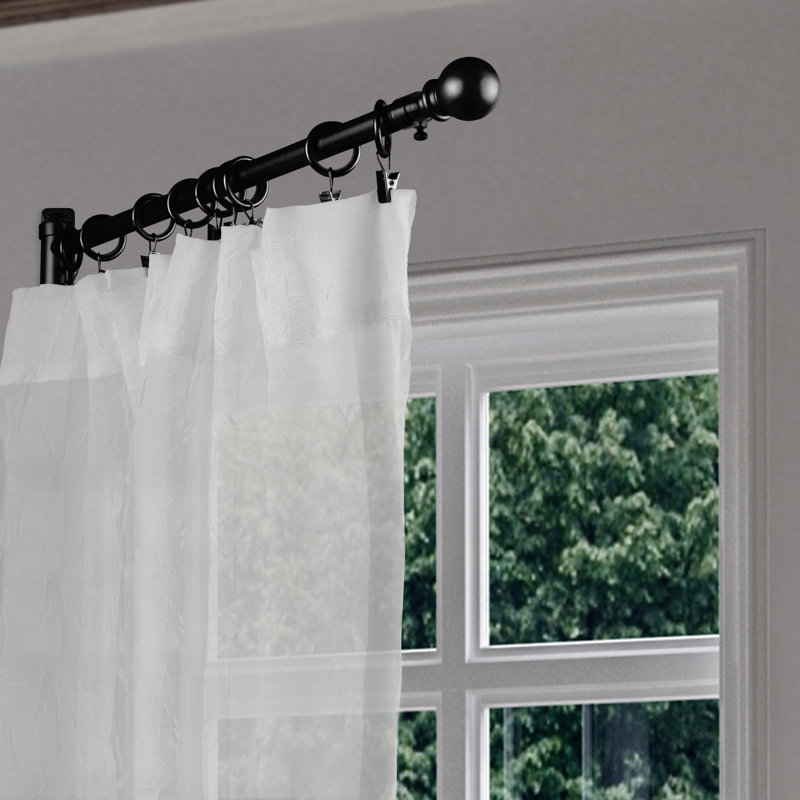 Huya Adjustable Single Curtain Rod, Black