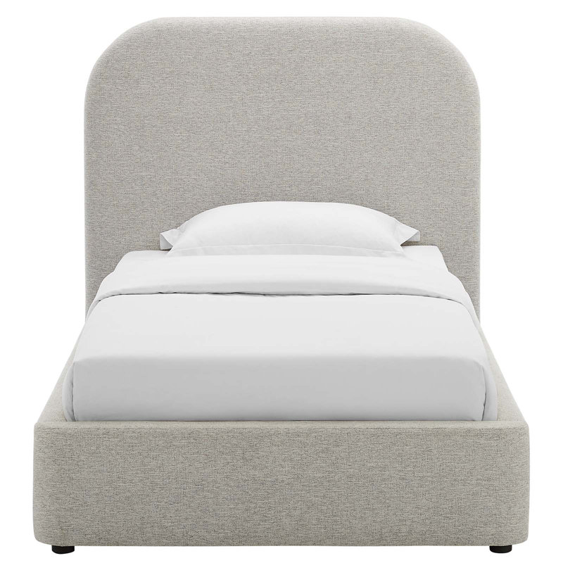 Lit plateforme tapissier Keyné, Simple, Tissage chiné gris clair