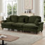 Élégant canapé Mid-Century 3 places avec accoudoirs évasés et volants amovibles, jupes plissées et pieds fuselés, canapé en chenille confortable à trois places pour le salon, vert-388802963