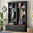 55.9"W  Farmhouse 4-In-1 Hall Tree With Wood Grain Bench, Mudroom Versatile Coat Rack With 2 Large Drawer, Entrance Organizer For Hallway, Living Room-1403281878