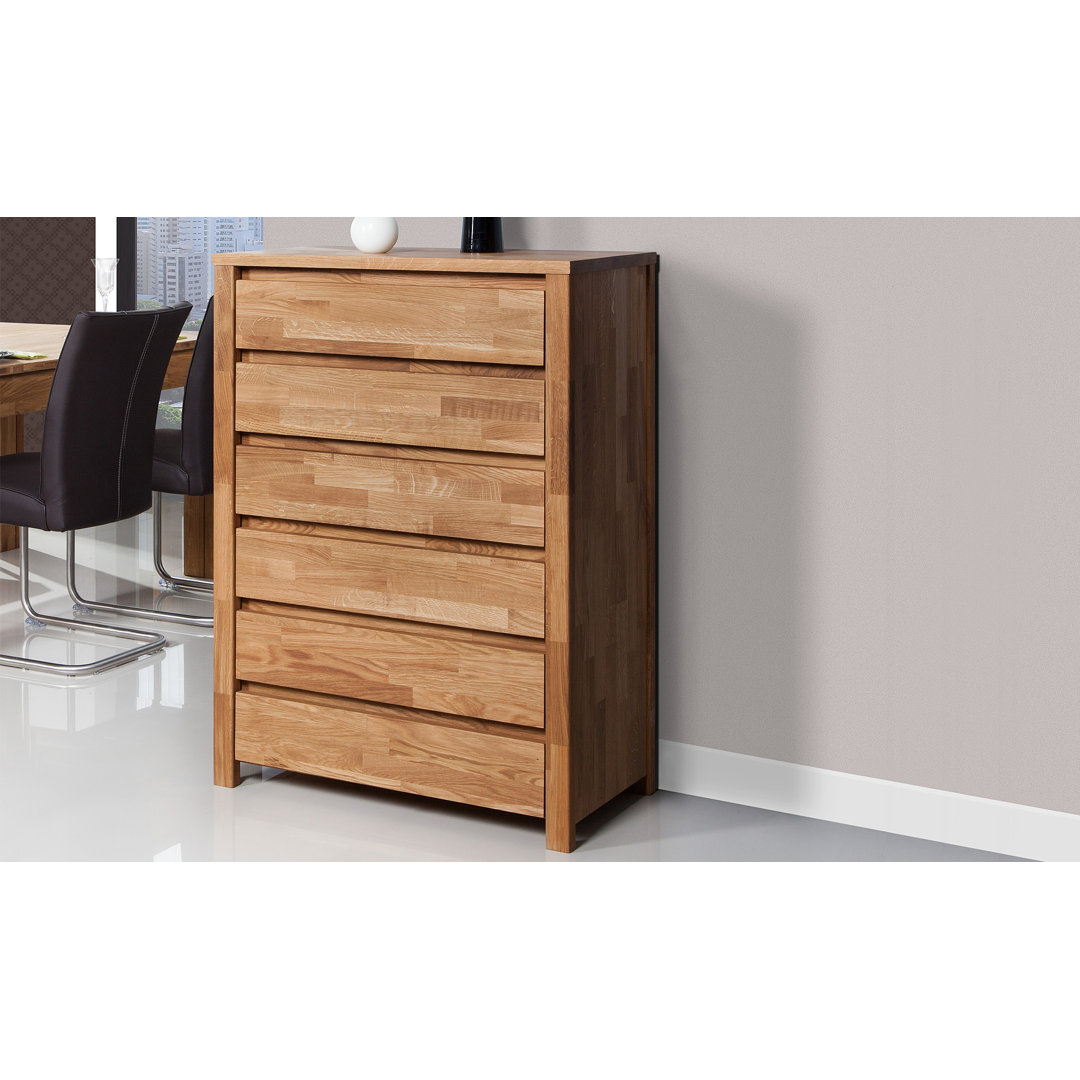Fugate 80 Cm Wide 6 Drawer Beech Wood Highboard