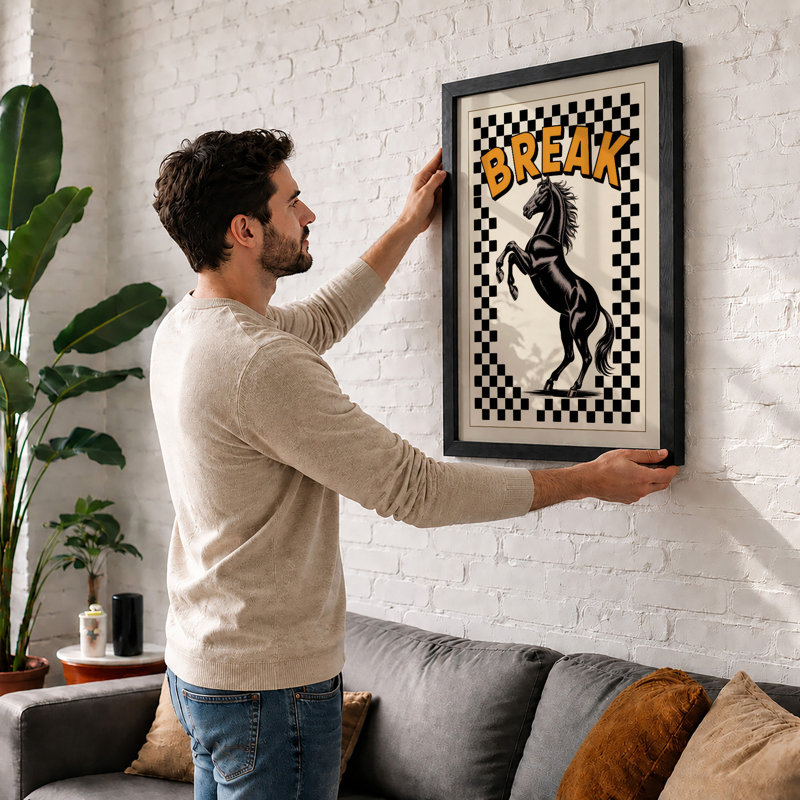 Break Free Graphic - Framed Print, Oak, A3 - 42.0 x 29.7 cm