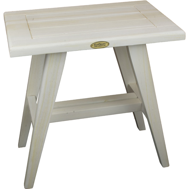 CoastalVogue’s 18" W Teak Shower Bench, 19" H x 18" W x 12" D, Gray/Light Gray