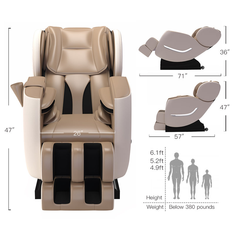 Fauteuil de massage inclinable électrique en similicuir, Similicuir kaki