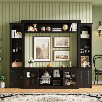 All-in-One Modern TV Stand with Bookcase and Adjustable Shelves for TVs Up to 65 Inches, Offering Integrated Storage, Display Flexibility, and Stable Entertainment Organization.