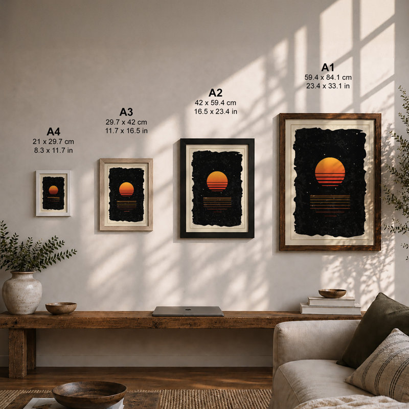 Sunset In Minimalist - Print, A4 - 29.7 x 21.0 cm, Unframed