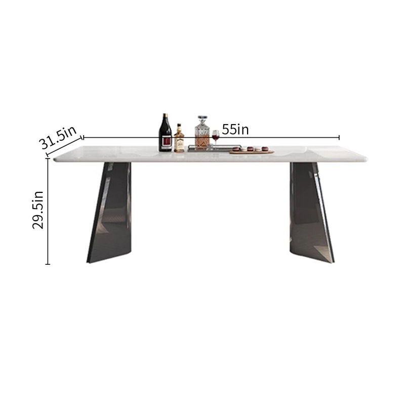 Tables de salle à manger rectangulaires en marbre naturel naturel, H 29,5 po x L 55 po x l 31,5 po