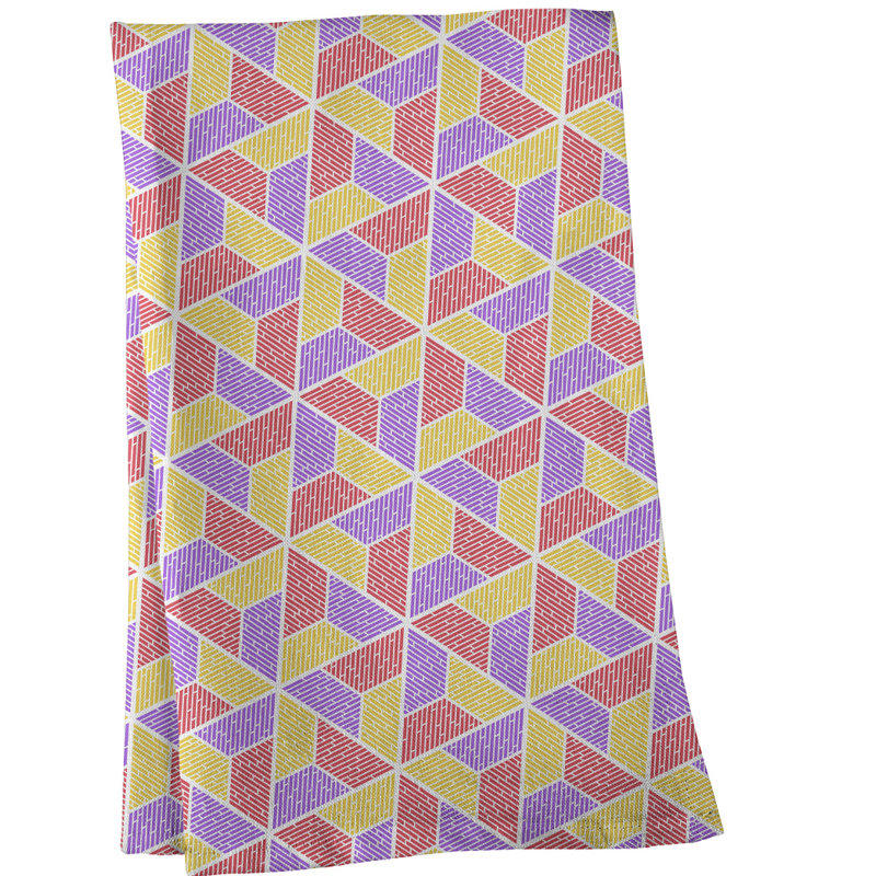 Serviette à thé trapézoïdals Mcguigan, Sergé de coton, Jaune / Mauve