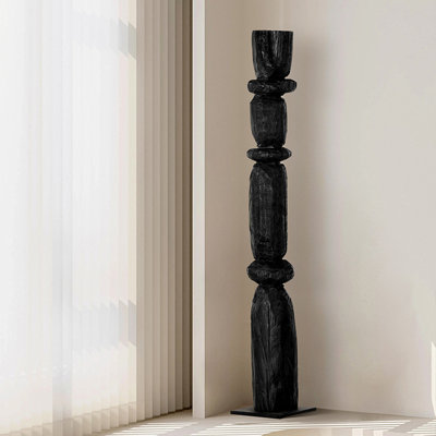 Black Free Form Carbonized Wood Decorative Object