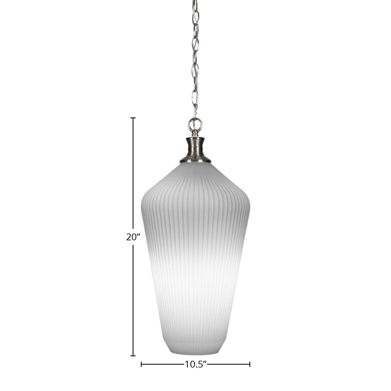 Luminaire suspendu à chaîne avec verre 11 po Carina, Gelé, Nickel brossé