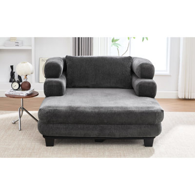 Lit gris de style américain avec revêtement en chenille, siège ultra-profonde et double couche pour se détendre dans le salon : confort moderne et optimal pour une relaxation à domicile à partir de 105 cm (41,3 pouces).