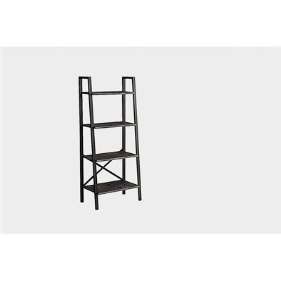 Organisateur de bibliothèque trapézoïdale moderne à 5 couches - Tablettes en bois massif et structure en métal, convenant pour les petits espaces de salon et de bureau.