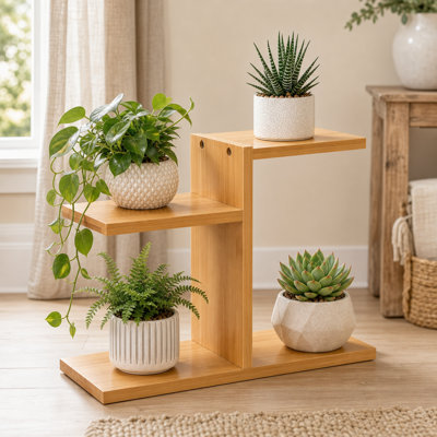 Support pour plante à 3 niveaux Support pour plante en bambou