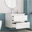 Ensemble de meuble-lavabo avec lavabo, armoire avec 2 grands tiroirs, système de fermeture en douceur, 2 grands tiroirs, conception sans poignée, assemblage facile, blanc brillant-1085490235