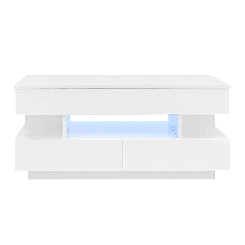 Table basse à plateau relevable avec tiroirs, H 17,7 po x L 39,3 po x l 19,6 po