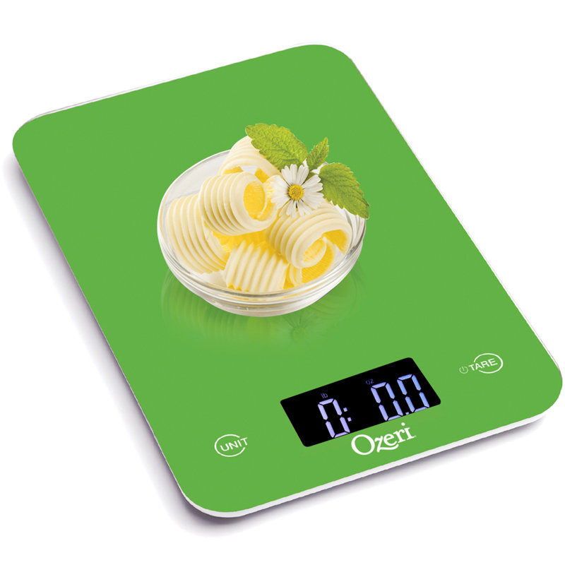 Ozeri Touch Professional Digital Kitchen Scale (12 lbs Edition) in Tempered Glass, Lime Green