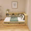 Lit de jour simple en pin massif avec deux tiroirs de rangement, cinq armoires et ports USB-704601930