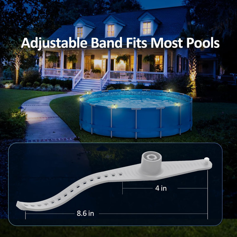 Paquet de 6 lumières solaires pour piscine hors terre, décoration de piscine à énergie solaire à DEL, charge automatique et nuit lumineuse, imperméable, pour clôture de jardin avec piscine encadrée