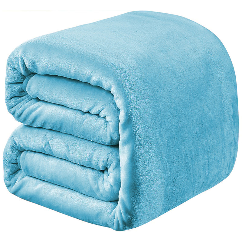 Jyon Soft Touch Mink Faux Fur Throw/Blanket, Single, Light Blue
