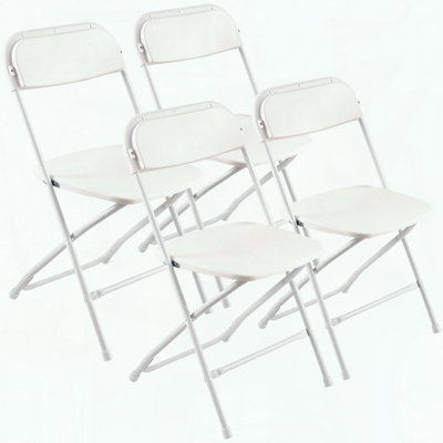Ensemble de 4 chaises pliantes en plastique, structure en métal robuste et capacité de 350 lb