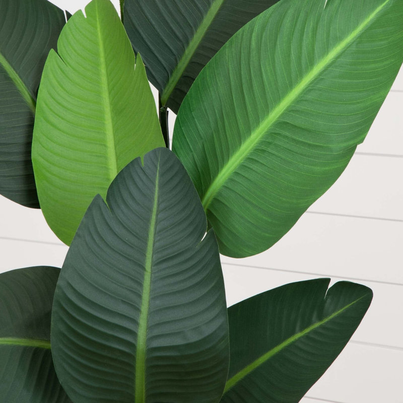 Traveler's Palm Artificial Tree in White Planter