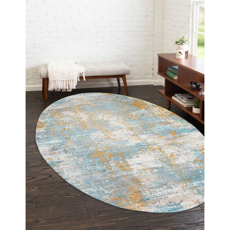 Haefner Abstract Indoor Rug, Oval 3'3" x 5'3"