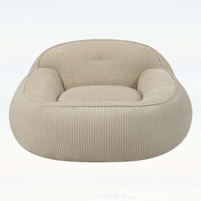Corduroy Bean Bag Chair for Adults, Soft Lounge Sofa for Living Room, Apartment, Reading Corner, Gaming & Movie Theater (Camel)