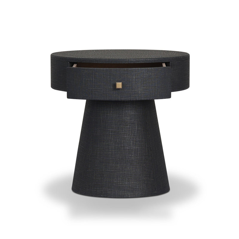 Chiro Nightstand-Black Linen, Black Linen