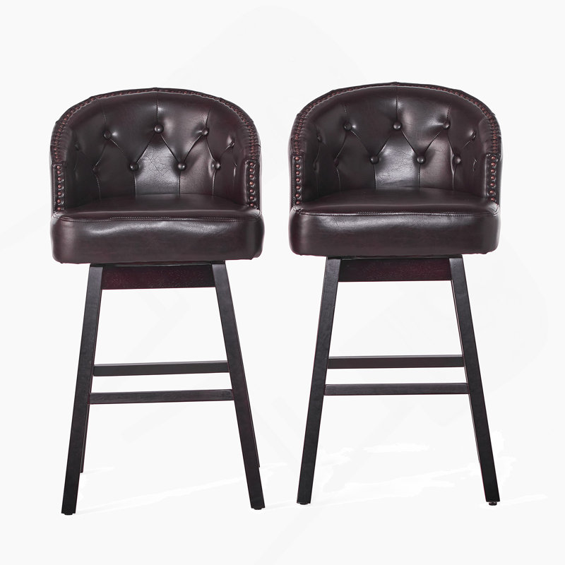 Ensemble de 2 tabourets pivotants Ogden, coussins confortables et structure en bois d'hévéa durable pour la cuisine et le bar à domicile