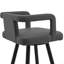 Tabouret de bar rotatif 26 po en similicuir gris et métal noir-1484823374