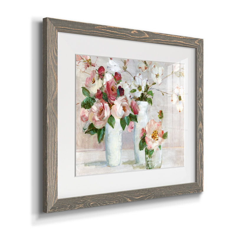" Shades Of Blush " Painting Print, Grey Framed, 31" H x 44" W x 1" D