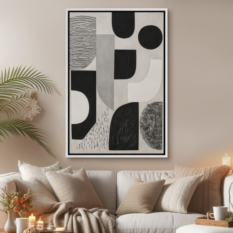 Art mural encadré abstrait rétro antique classique pour chambre à coucher, H 36 po x l 24 po, Blanc