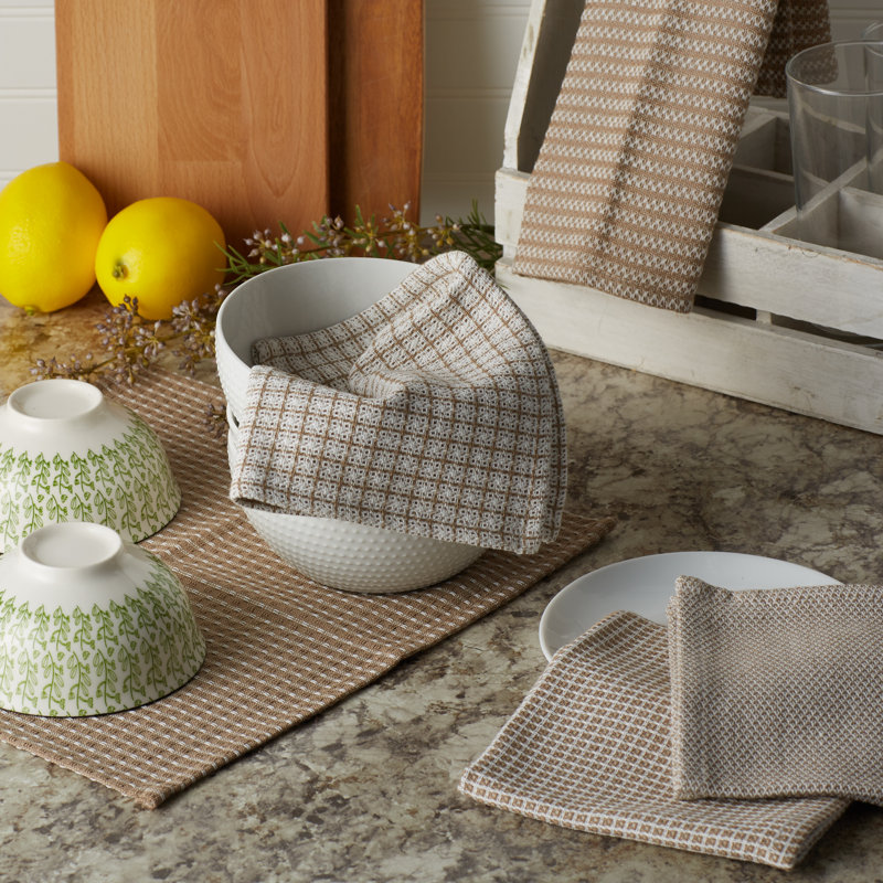 Cotton Waffle Dish Cloth Kitchen Towel, Stone