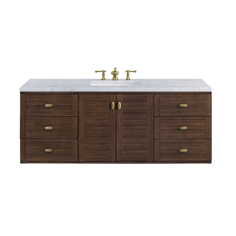 Amberly 60" Single Bathroom Vanity Set, Carrara White, 8" Widespread