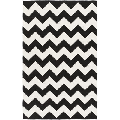 Tapis noir en laine tissé à la main Bangor