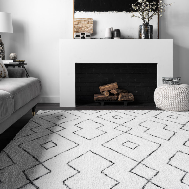 Tapis blanc moelleux Sofie, Rectangle 9 pi x 12 pi