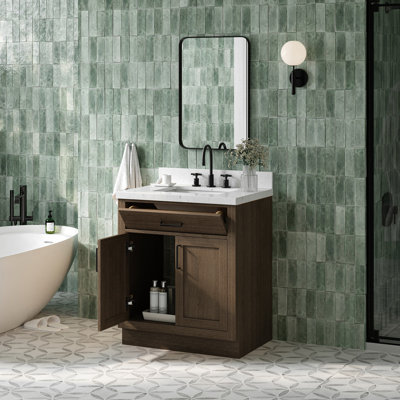Osoria 30'' Solid Wood Single Bathroom Vanity Base Only, Base Cabinet without Top