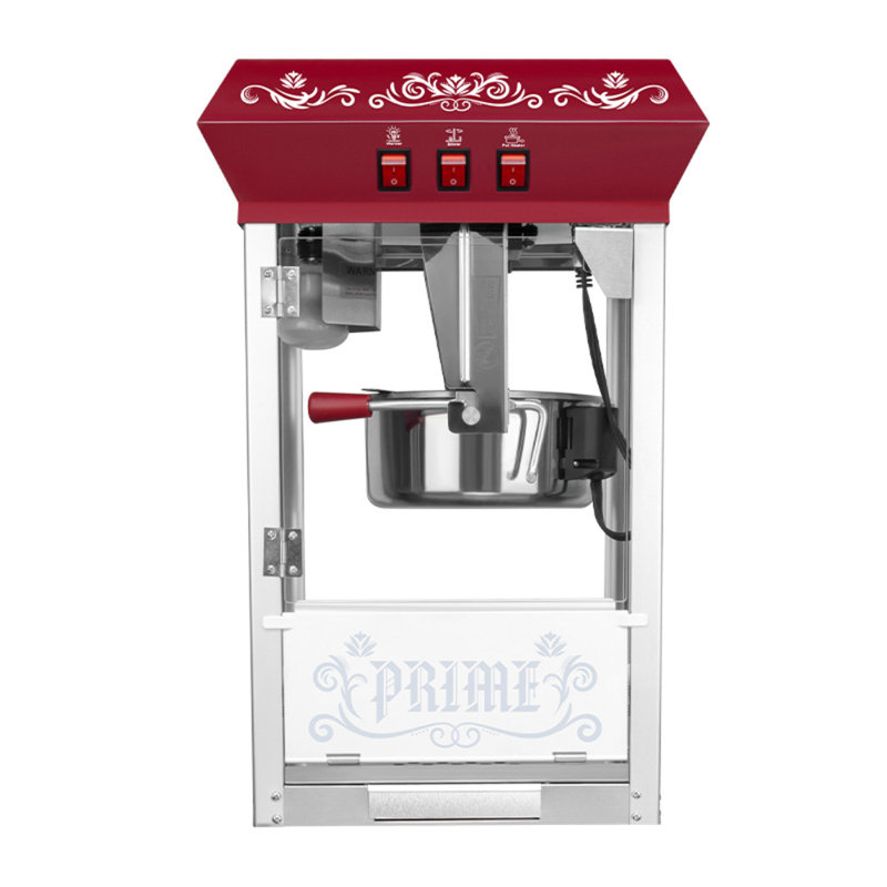 12 Oz 800w Commercial Red Popcorn Maker - Countertop Machine With Tempered Glass & Warming Deck