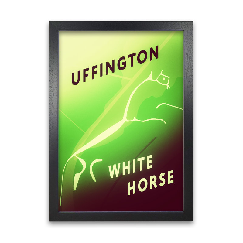 Uffington White Horse by Richard O'Neill - Single Picture Frame Print, 59.4 cm H x 42 cm W, Black