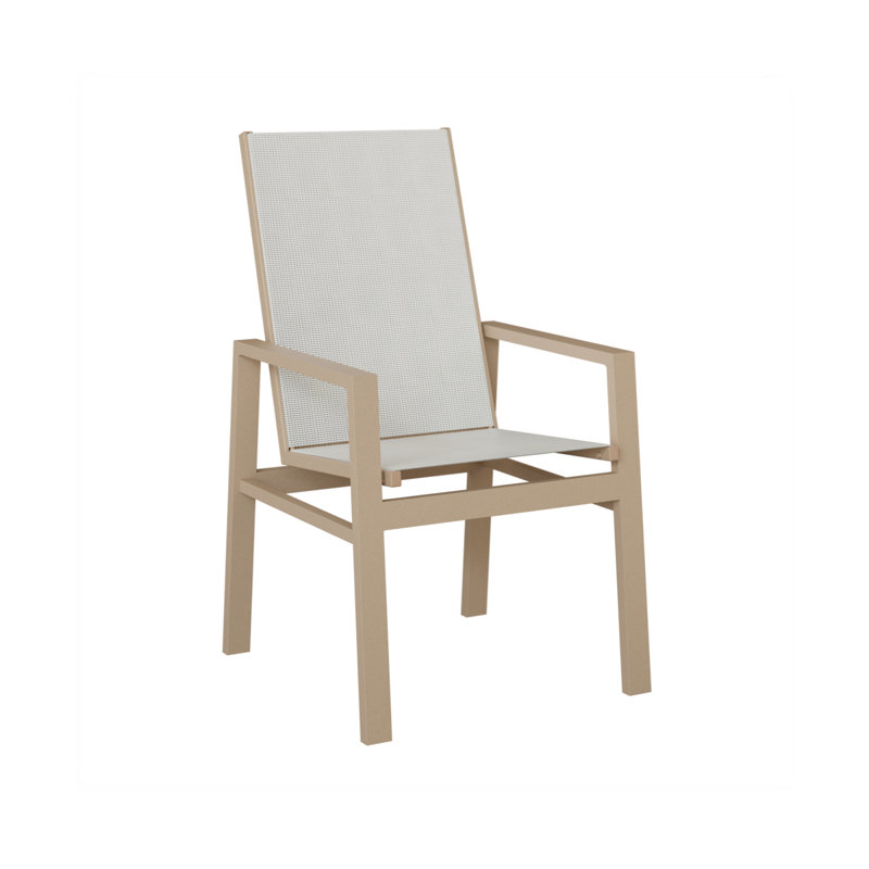 Chaise de salle à manger en aluminium à haut dossier Vida, Noir luxe, Aluminium moucheté Sahara