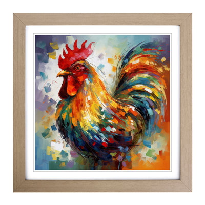 Rooster Abstract Expressionism - Framed Print
