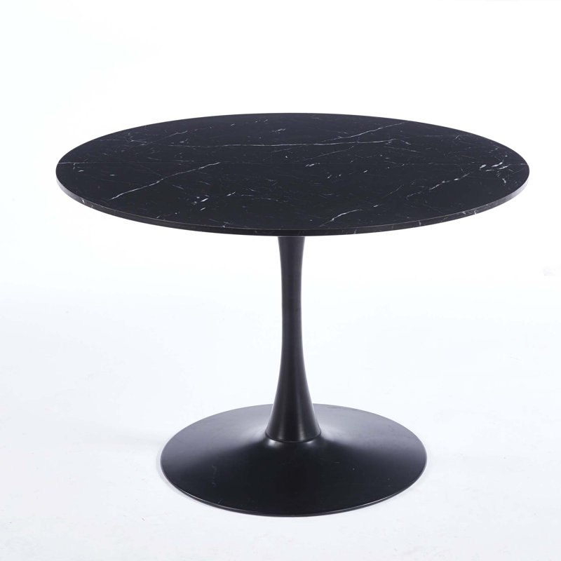 Table de salle à manger Mid-Century Tulip pour 4-6 personnes avec plateau rond en MDF et base piédestal