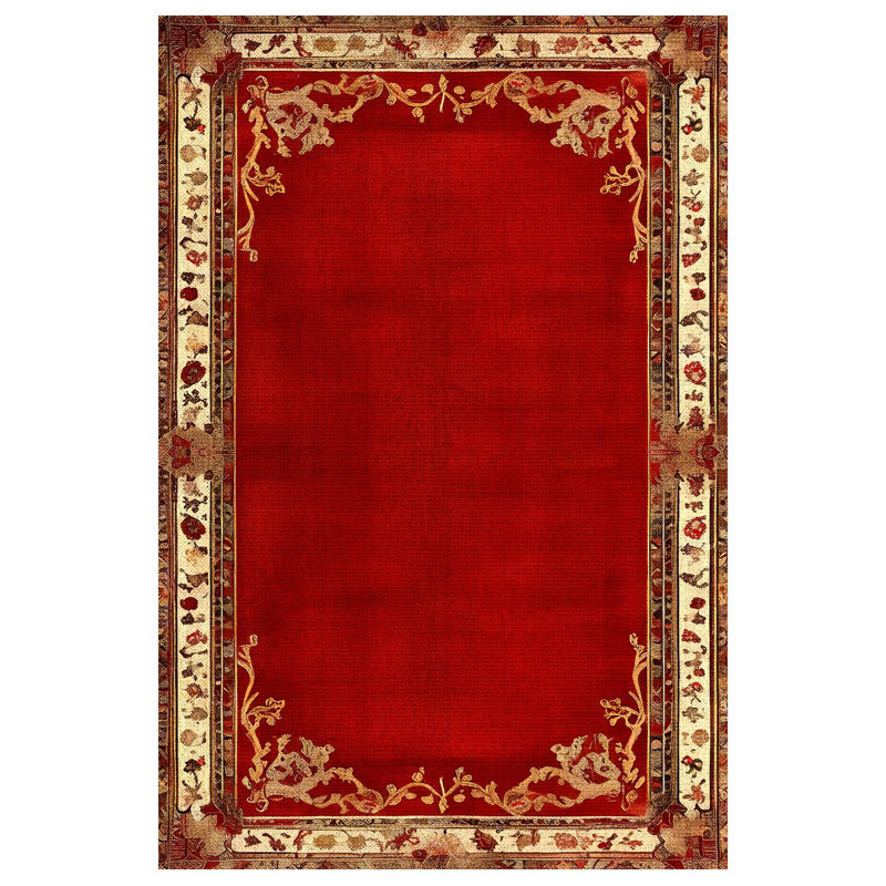 Susan Red Oriental Machine Printed Cotton Polyester Area Rug, Runner 4' x 11'6"