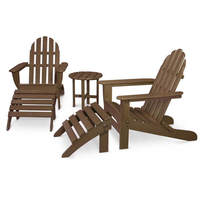 POLYWOOD Classic Adirondack 5-Piece Casual Set, Teak