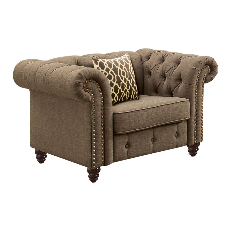 Chaise brune avec coussin confortable - base en eucalyptus stable, décoration confortable et assemblage facile